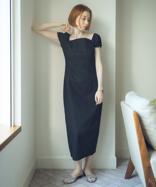 flowriri（フロウリリ）の「flowriri デニムタイトロングワンピース（ワンピース・レディース・ブラック/ネイビー・FREE）」の6枚目の写真