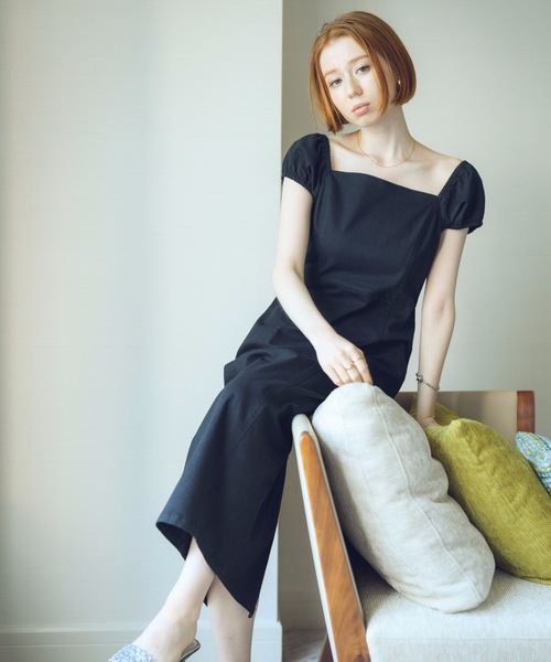 flowriri（フロウリリ）の「flowriri デニムタイトロングワンピース（ワンピース・レディース・ブラック/ネイビー・FREE）」の5枚目の写真