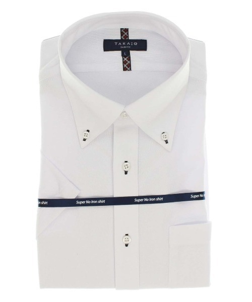 タカキューメンズ Taka Q Men ボタンダウン ビジネスドレス半袖ニットシャツ ビジネスシャツ Taka Q タカキュー のファッション ノーアイロンストレッチ