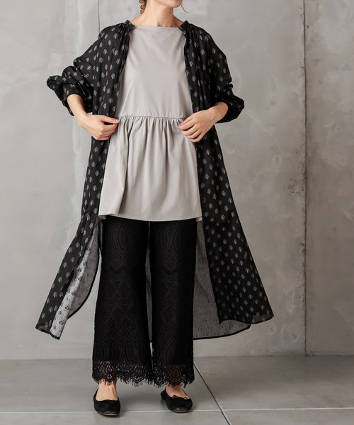 PUAL CE CIN（ピュアルセシン）の「小花ギャザーワンピース（ワンピース・レディース・チャコールグレー/グレー/ライトベージュ・FREE）」の7枚目の写真