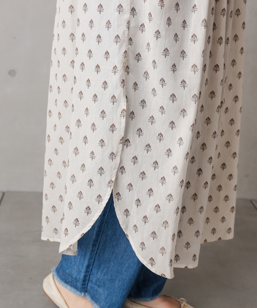 PUAL CE CIN（ピュアルセシン）の「小花ギャザーワンピース（ワンピース・レディース・チャコールグレー/グレー/ライトベージュ・FREE）」の8枚目の写真