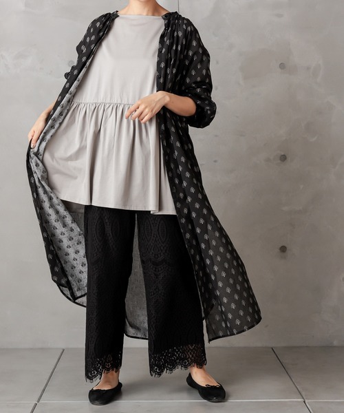 PUAL CE CIN（ピュアルセシン）の「小花ギャザーワンピース（ワンピース・レディース・チャコールグレー/グレー/ライトベージュ・FREE）」の14枚目の写真