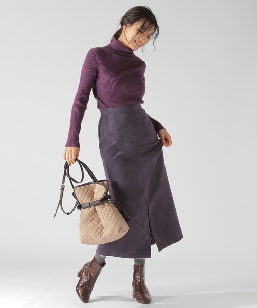 BAYFLOW（ベイフロー）の「シルクMIXリブタートル（ニット/セーター・レディース・ブラック/パープル/ブラウン/オフホワイト・SMALL/MEDIUM）」の19枚目の写真