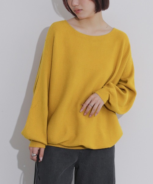 n'OrLABEL（ノアールレーベル）の「『リブドルマンニット』（ニット/セーター・レディース・ブラック/アイボリー/モスグリーン/マスタード/ダークラベンダー・FREE）」の5枚目の写真