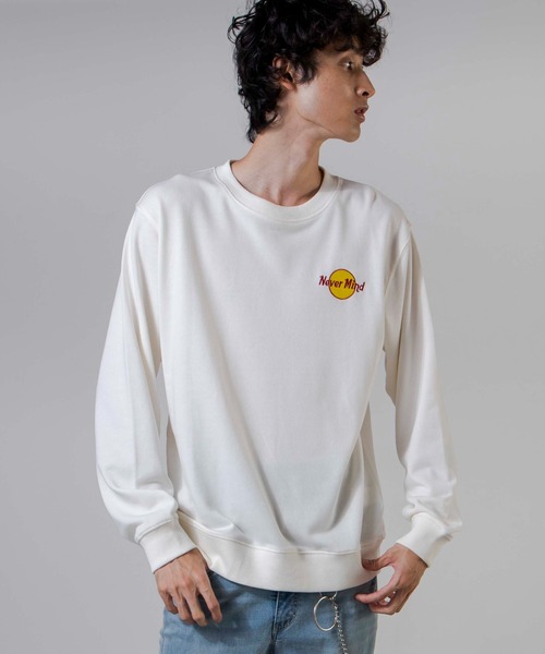 WEGO（ウィゴー）の「WEGO/サークルロゴ刺繍プルオーバー（スウェット・メンズ・オフホワイト/スミクロ/杢グレー/ダークグリーン/ホワイト・SMALL/MEDIUM/LARGE）」の6枚目の写真