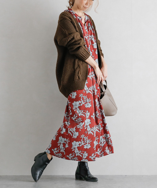 La-gemme(ラジェム)の「紐ベルト付きロング丈ワンピース(ワンピース・レディース・ブラウン/その他/その他1/ブラック/ベージュ・フリー)」の5枚目の写真