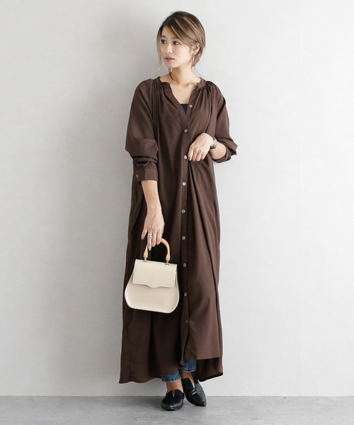 La-gemme(ラジェム)の「紐ベルト付きロング丈ワンピース(ワンピース・レディース・ブラウン/その他/その他1/ブラック/ベージュ・フリー)」の9枚目の写真