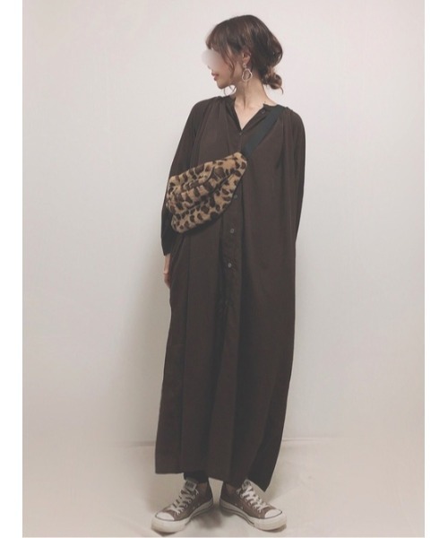 La-gemme(ラジェム)の「紐ベルト付きロング丈ワンピース(ワンピース・レディース・ブラウン/その他/その他1/ブラック/ベージュ・フリー)」の14枚目の写真