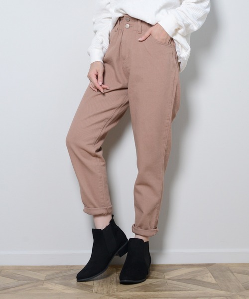 shopnikoniko(ショップニコニコ)の「ウエストフリル マムパンツ テーパードパンツ(その他パンツ・レディース・パープル/ナチュラル/カーキ/ピンク・S/M)」の4枚目の写真
