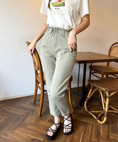 shopnikoniko(ショップニコニコ)の「ウエストフリル マムパンツ テーパードパンツ(その他パンツ・レディース・パープル/ナチュラル/カーキ/ピンク・S/M)」の12枚目の写真