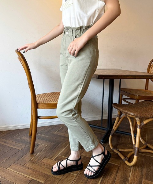 shopnikoniko(ショップニコニコ)の「ウエストフリル マムパンツ テーパードパンツ(その他パンツ・レディース・パープル/ナチュラル/カーキ/ピンク・S/M)」の10枚目の写真
