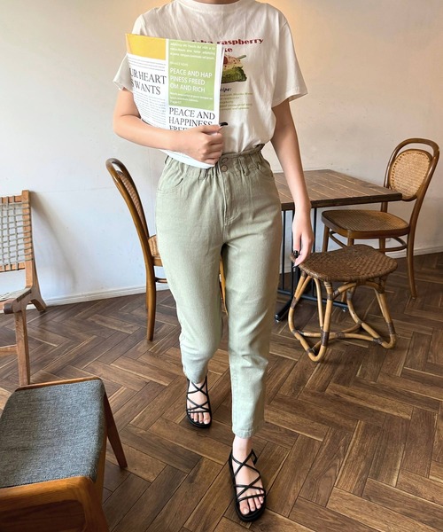 shopnikoniko(ショップニコニコ)の「ウエストフリル マムパンツ テーパードパンツ(その他パンツ・レディース・パープル/ナチュラル/カーキ/ピンク・S/M)」の9枚目の写真
