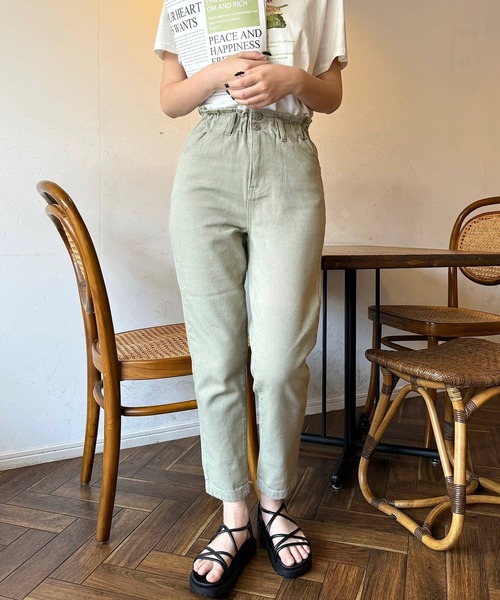 shopnikoniko(ショップニコニコ)の「ウエストフリル マムパンツ テーパードパンツ(その他パンツ・レディース・パープル/ナチュラル/カーキ/ピンク・S/M)」の7枚目の写真