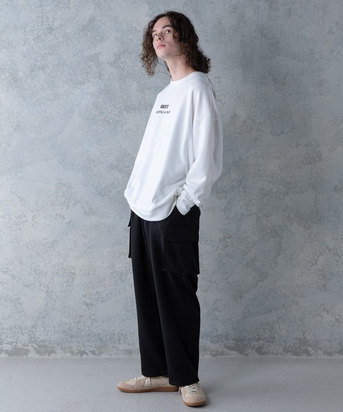 UNIIT(ユニット)の「【UNIIT】T/Rツイルワイドカーゴパンツ ワイドシルエット ポケット付き 無地 ウエスト紐仕様(カーゴパンツ・メンズ・ベージュ/ブラック/カーキ・LARGE/MEDIUM)」の6枚目の写真