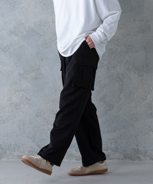 UNIIT(ユニット)の「【UNIIT】T/Rツイルワイドカーゴパンツ ワイドシルエット ポケット付き 無地 ウエスト紐仕様(カーゴパンツ・メンズ・ベージュ/ブラック/カーキ・LARGE/MEDIUM)」の14枚目の写真