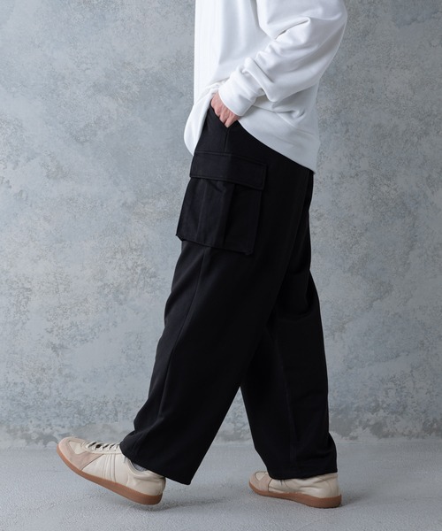 UNIIT(ユニット)の「【UNIIT】T/Rツイルワイドカーゴパンツ ワイドシルエット ポケット付き 無地 ウエスト紐仕様(カーゴパンツ・メンズ・ベージュ/ブラック/カーキ・LARGE/MEDIUM)」の15枚目の写真
