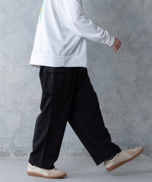 UNIIT(ユニット)の「【UNIIT】T/Rツイルワイドカーゴパンツ ワイドシルエット ポケット付き 無地 ウエスト紐仕様(カーゴパンツ・メンズ・ベージュ/ブラック/カーキ・LARGE/MEDIUM)」の17枚目の写真