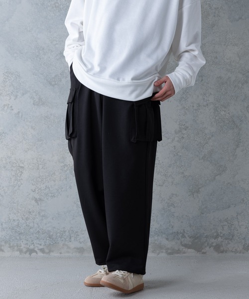 UNIIT(ユニット)の「【UNIIT】T/Rツイルワイドカーゴパンツ ワイドシルエット ポケット付き 無地 ウエスト紐仕様(カーゴパンツ・メンズ・ベージュ/ブラック/カーキ・LARGE/MEDIUM)」の18枚目の写真