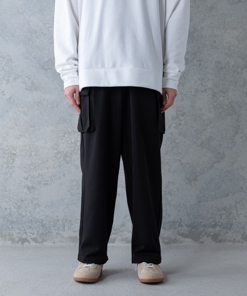 UNIIT(ユニット)の「【UNIIT】T/Rツイルワイドカーゴパンツ ワイドシルエット ポケット付き 無地 ウエスト紐仕様(カーゴパンツ・メンズ・ベージュ/ブラック/カーキ・LARGE/MEDIUM)」の12枚目の写真