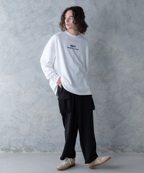 UNIIT(ユニット)の「【UNIIT】T/Rツイルワイドカーゴパンツ ワイドシルエット ポケット付き 無地 ウエスト紐仕様(カーゴパンツ・メンズ・ベージュ/ブラック/カーキ・LARGE/MEDIUM)」の5枚目の写真