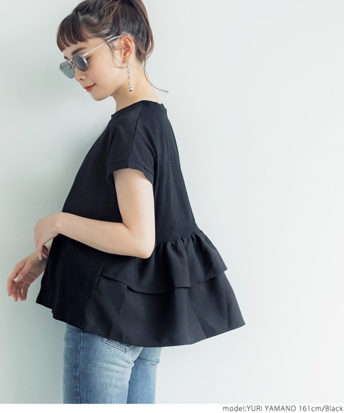 coca（coca）（コカ）の「バックフリルトップス（Tシャツ/カットソー・レディース・ブラック/ホワイト・ONE SIZE）」の9枚目の写真