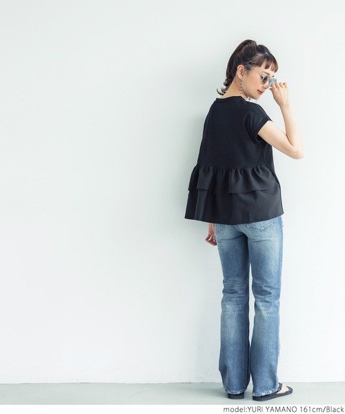 coca（coca）（コカ）の「バックフリルトップス（Tシャツ/カットソー・レディース・ブラック/ホワイト・ONE SIZE）」の10枚目の写真