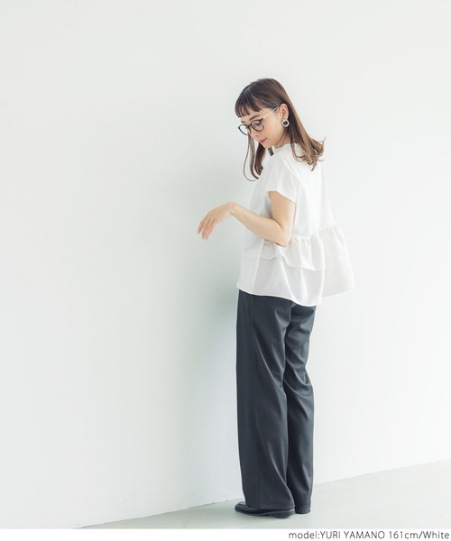 coca（coca）（コカ）の「バックフリルトップス（Tシャツ/カットソー・レディース・ブラック/ホワイト・ONE SIZE）」の14枚目の写真