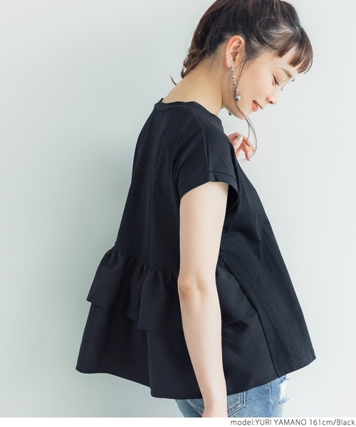 coca（coca）（コカ）の「バックフリルトップス（Tシャツ/カットソー・レディース・ブラック/ホワイト・ONE SIZE）」の5枚目の写真