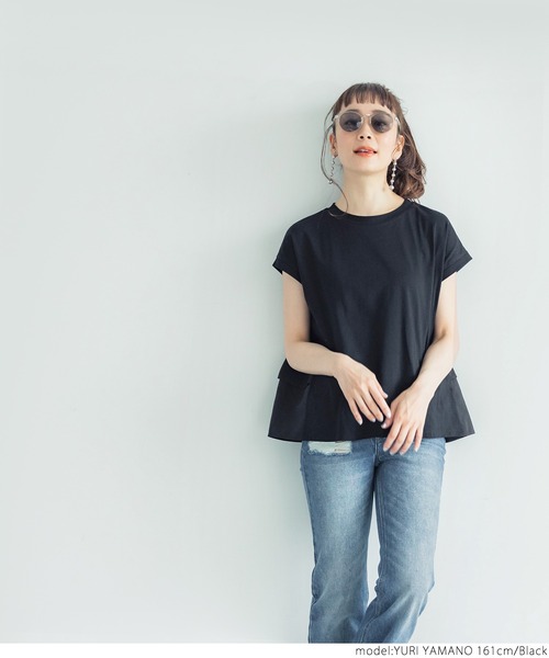 coca（coca）（コカ）の「バックフリルトップス（Tシャツ/カットソー・レディース・ブラック/ホワイト・ONE SIZE）」の8枚目の写真