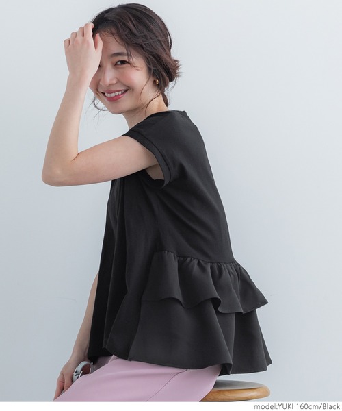 coca（coca）（コカ）の「バックフリルトップス（Tシャツ/カットソー・レディース・ブラック/ホワイト・ONE SIZE）」の21枚目の写真