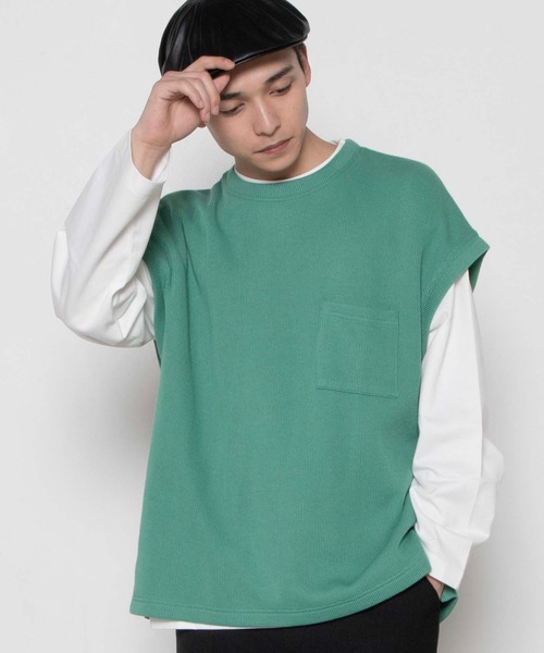 WEGO(ウィゴー)の「WEGO/アンサンブルニットライクベスト(アンサンブル・メンズ・オフホワイト/ブルー/ベージュ系その他/グリーン系その他/サックスブルー・MEDIUM/LARGE)」の3枚目の写真