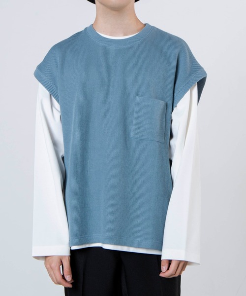 WEGO(ウィゴー)の「WEGO/アンサンブルニットライクベスト(アンサンブル・メンズ・オフホワイト/ブルー/ベージュ系その他/グリーン系その他/サックスブルー・MEDIUM/LARGE)」の7枚目の写真