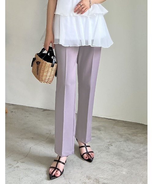 [神山まりあさん着用]リサイクルストレッチツイルゆったりタックテーパードパンツ