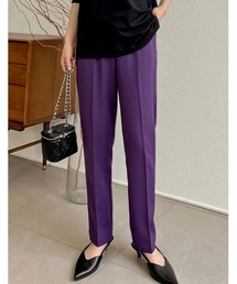 Re:EDIT | [低身長/大きいサイズ有][保湿]リサイクルストレッチツイルゆったりタックテーパードパンツ(スラックス)