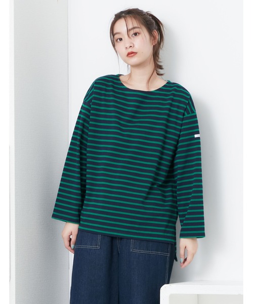 POU DOU DOU(プードゥドゥ)の「ボーダーボートネックトップス(Tシャツ/カットソー・レディース・ネイビー/オレンジ/ブルー・3)」の16枚目の写真