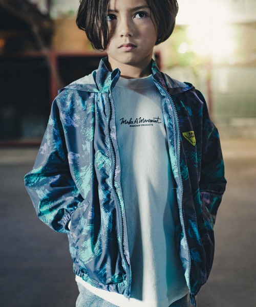 RADCHAP（ラッドチャップ）の「総柄ウィンドブレーカー（ナイロンジャケット・キッズ・アイボリー/チャコールグレー・110cm/150cm/100cm/140cm/130cm/90cm/120cm）」の9枚目の写真