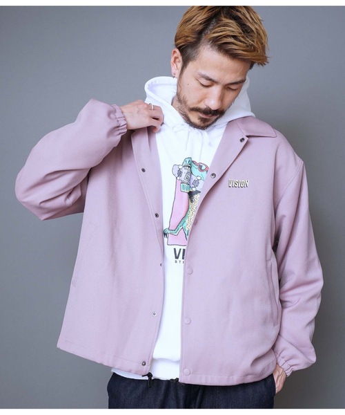 Vision Street Wear ビジョンストリートウェア イラスト刺繍ブルゾン コーチジャケット バックプリント ドロップショルダー ビッグシルエット ユニセックス