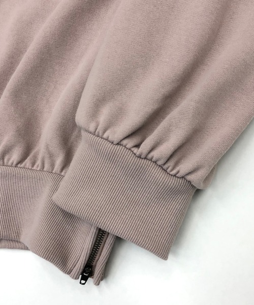 Beno（ビーノ）の「ライト裏毛 サイドジップ スリット バルーンスリーブ ルーズシルエット プルオーバー パーカー フーディー（パーカー・メンズ・アイボリー/ライトグリーン/コーラルピンク/ブラック/ピンクベージュ/ラベンダー・M/L）」の12枚目の写真