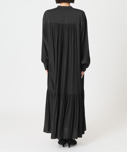 154t*美品ジャーナルスタンダードレサージュ デシンマキシティアードワンピース 追加》ローグストライプ/デシンマキシティアードワンピース
