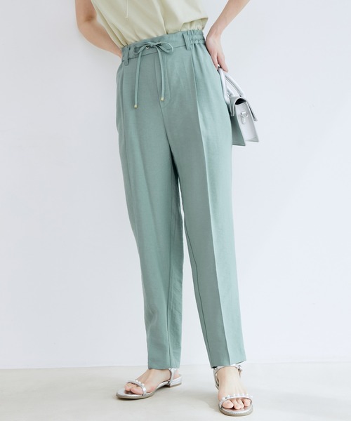 VIS（ビス）の「【新色追加】【接触冷感・洗える】リネンライクイージーパンツ【セットアップ対応】（スラックス・レディース・ブラック/ベージュ/ブルー系その他4/ホワイト系その他5/ライトグリーン/ラベンダー/ブラウン・SS/S/M/L）」の5枚目の写真