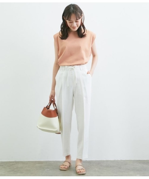 VIS（ビス）の「【新色追加】【接触冷感・洗える】リネンライクイージーパンツ【セットアップ対応】（スラックス・レディース・ブラック/ベージュ/ブルー系その他4/ホワイト系その他5/ライトグリーン/ラベンダー/ブラウン・SS/S/M/L）」の10枚目の写真