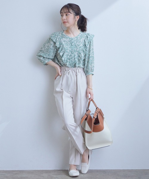 VIS（ビス）の「【新色追加】【接触冷感・洗える】リネンライクイージーパンツ【セットアップ対応】（スラックス・レディース・ブラック/ベージュ/ブルー系その他4/ホワイト系その他5/ライトグリーン/ラベンダー/ブラウン・SS/S/M/L）」の22枚目の写真