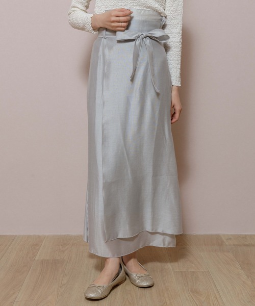 flower（フラワー）の「ウォータリーラップスカート2（スカート・レディース・ベージュ/グレー・FREE）」の2枚目の写真