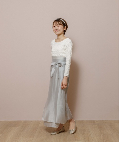 flower（フラワー）の「ウォータリーラップスカート2（スカート・レディース・ベージュ/グレー・FREE）」の7枚目の写真