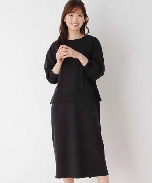 pink adobe（ピンクアドベ）の「◆【M-3L/毛玉になりにくい】ドッキングワンピース（ワンピース・レディース・ブラック/ブラウン系/ライトグレー/ライトグリーン・44/38/42/40）」の2枚目の写真