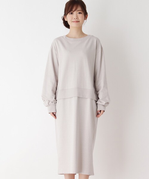 pink adobe（ピンクアドベ）の「◆【M-3L/毛玉になりにくい】ドッキングワンピース（ワンピース・レディース・ブラック/ブラウン系/ライトグレー/ライトグリーン・44/38/42/40）」の12枚目の写真