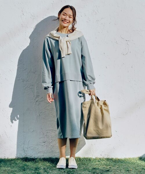 pink adobe（ピンクアドベ）の「◆【M-3L/毛玉になりにくい】ドッキングワンピース（ワンピース・レディース・ブラック/ブラウン系/ライトグレー/ライトグリーン・44/38/42/40）」の6枚目の写真