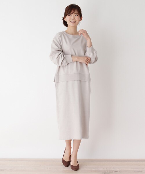 pink adobe（ピンクアドベ）の「◆【M-3L/毛玉になりにくい】ドッキングワンピース（ワンピース・レディース・ブラック/ブラウン系/ライトグレー/ライトグリーン・44/38/42/40）」の7枚目の写真