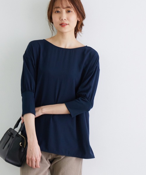 ROPE' PICNIC(ロペピクニック)の「【抗菌加工】ストレッチジョーゼットブラウス(シャツ/ブラウス・レディース・ライトグレー/ネイビー・38)」の1枚目の写真