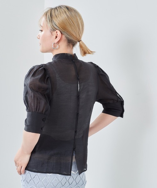 cepo（セポ）の「シアーボリュームパフスリーブ　ブラウス（シャツ/ブラウス・レディース・ブラック/ブルー・M）」の16枚目の写真